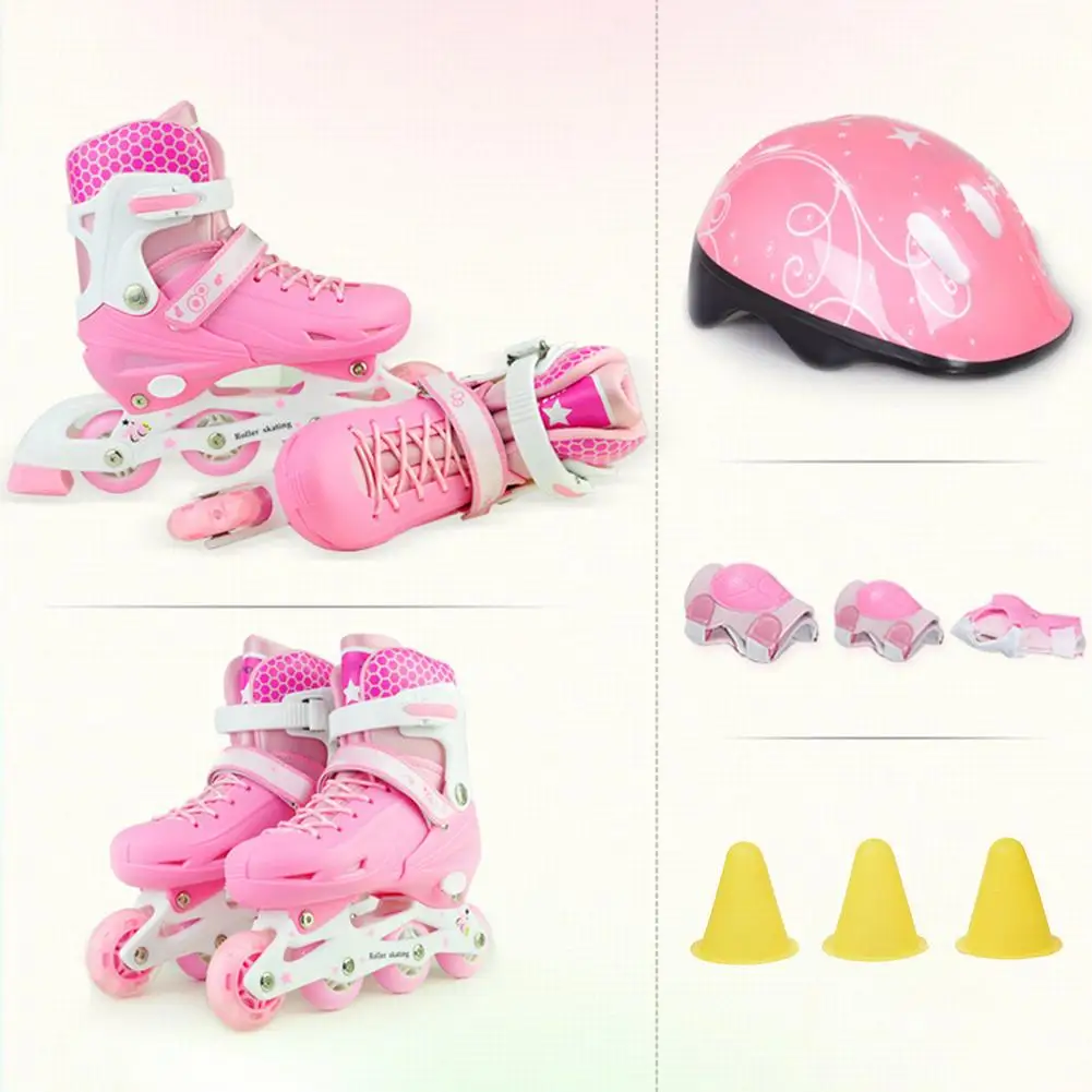 Beginner Inline Skates Adjustable Roller Skates Gift For Kids Training With 8 Illuminating Wheels Roller Skates Roller Sneaker