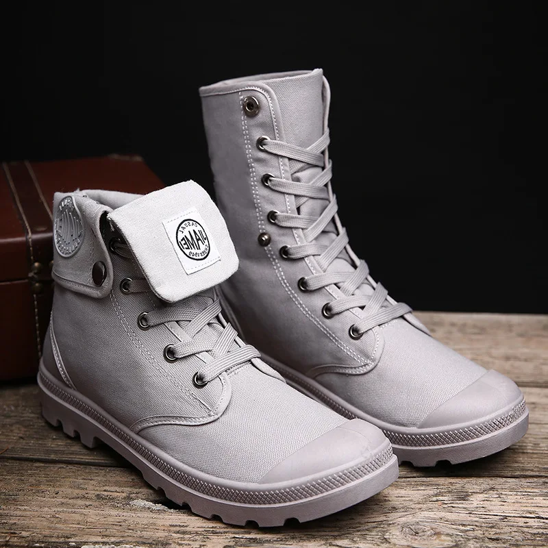 

Men's Retro High-top Leather Boots High-top Canvas Shoes Tooling Boots Lovers Shoes Non-slip Wear-resistant Breathable