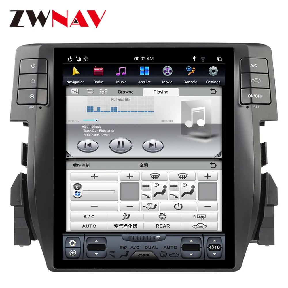 Android 9.0 PX6 4 Гб + 64 ГБ для Honda Civic 9 0 2016 автоматический кондиционер встроенный DSP Carplay