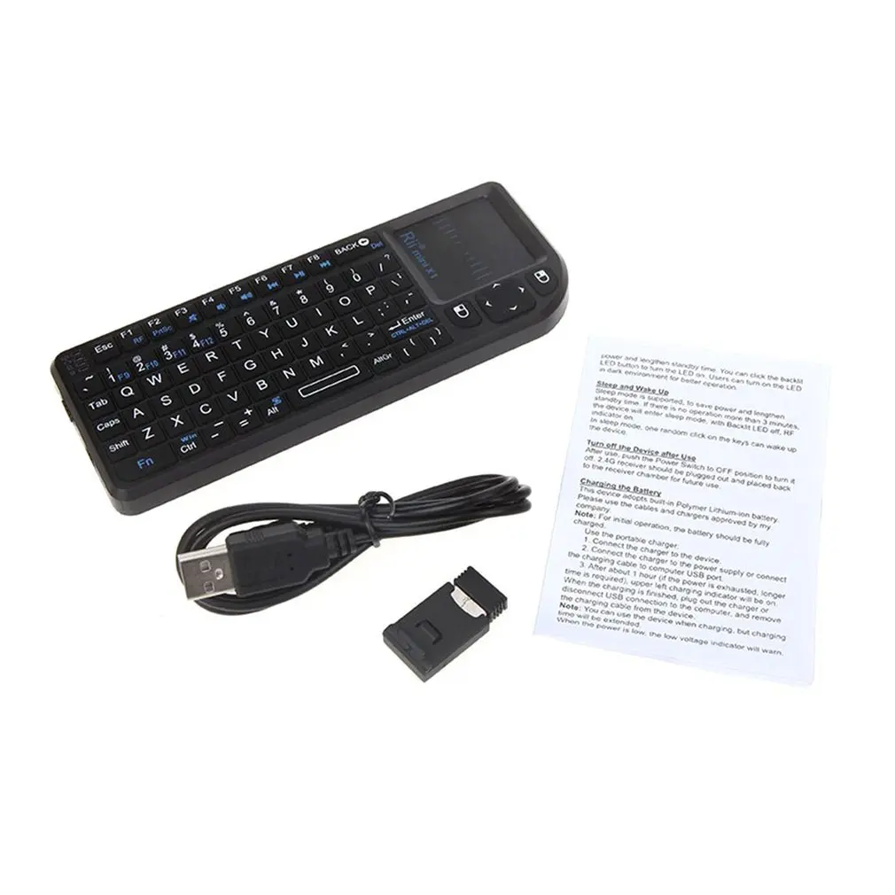 Rii X1 Mini 2 4G Беспроводная клавиатура с тачпадом для Smart tv HTPC ПК портативная умная