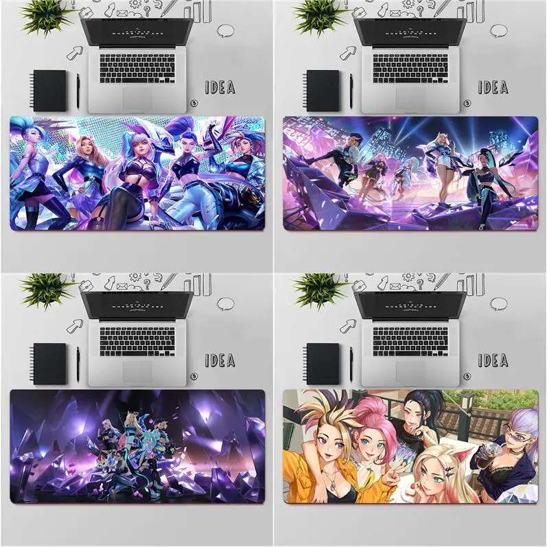 

FHNBLJ LOL KDA Akali Kaisa Ahri Evelynn Seraphine Настольный резиновый коврик для мыши, бесплатная доставка, большой коврик для мыши, коврик для клавиатуры