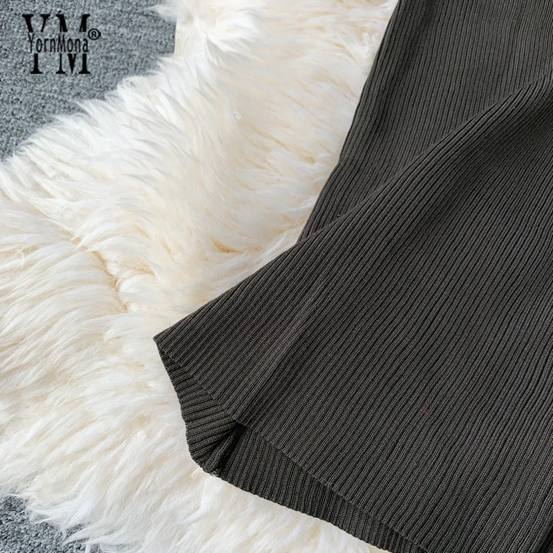 Женское трикотажное платье с круглым вырезом новинка 2019 Осеннее и зимнее