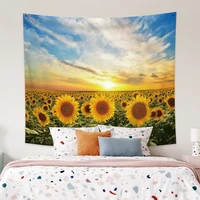 laeacco tapestry sky sunflower wall hanging hippie bedroom home decoration tapestry bohemian decorative yoga mattress sheet