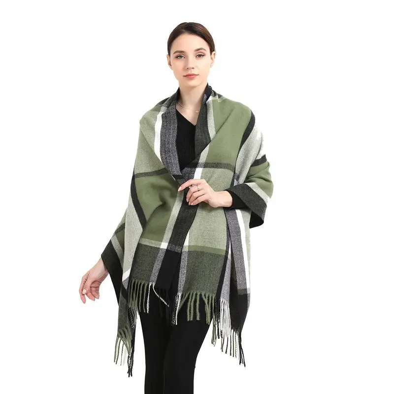 

2021 new women scarf Plaid tassel cotton soft scarf Japan and South Korea simple women's warm shawls