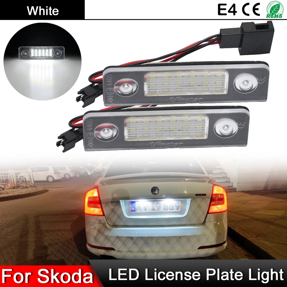

1 Pair For Skoda Octavia 2004-2013 For Roomster 2006-2013 White LED License Plate Light Number Plate Lamp