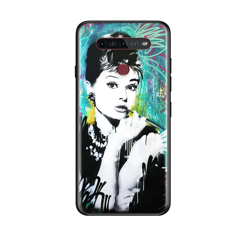 

Audrey Hepburn Art For LG G8 V30 V35 V40 V50 V60 Q60 K40S K50S K41S K51S K61 K71 K22 ThinQ 5G TPU Silicone Black Phone Case