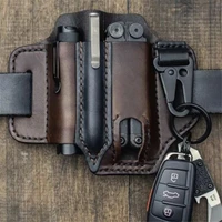 tactical belt leather sheath for multitool sheath edc pocket organizer with key holder for tactical pen belt for hunting outdoor