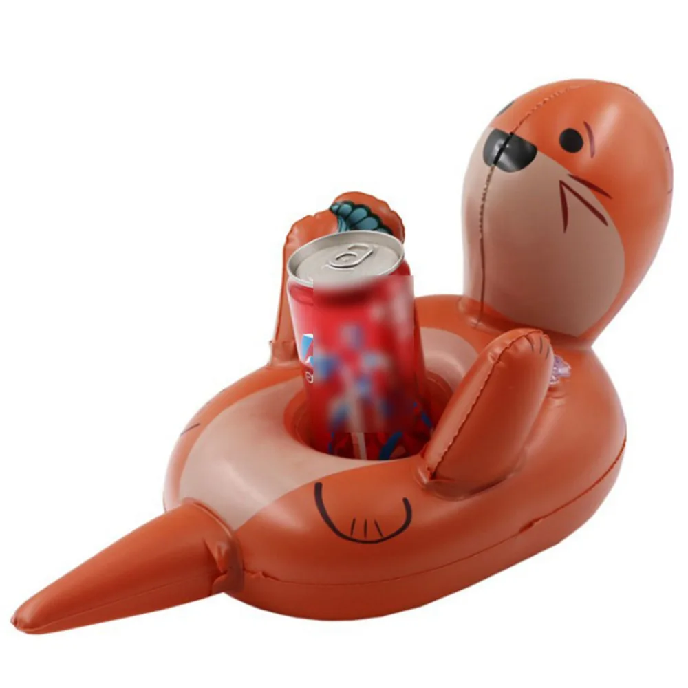 

2PCS Water Beer Holders PVC Inflatable Sea Lion Shape Cup Float Mats Beer Trays for Water Party Pool Beach