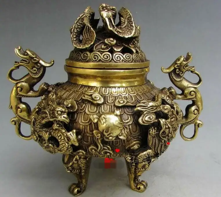 

Антикварная Статуэтка-курильница с драконами, модель Qianlong Mark