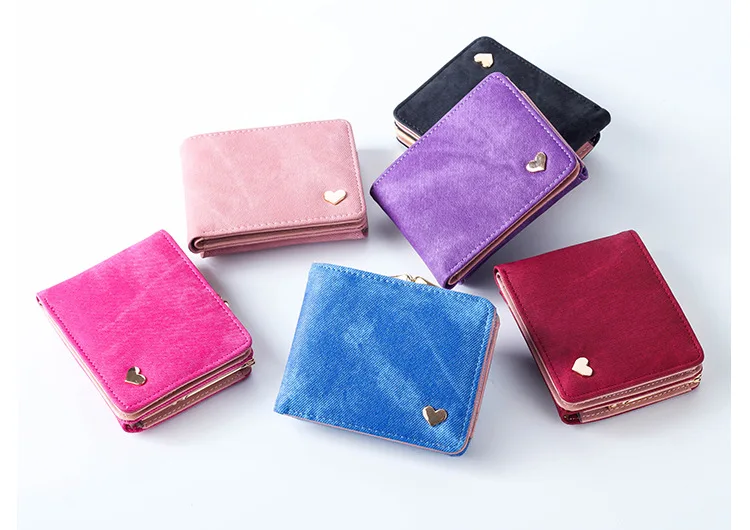 Women Small Clutch Wallet MultiFunction Change Purses Heart Decoration Big Capacity Wallets Cute Card Holder Money Bag