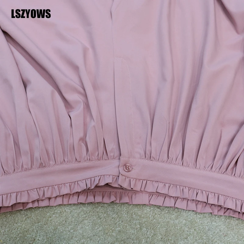 

Fashion Women Pleated High Waist Long Pants Elegant Office Lady Pink Wide Leg Pants 2021 Summer Casual Loose Trousers Plus Size