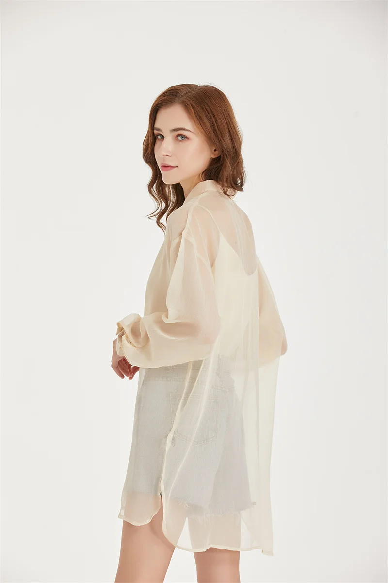 Женская шифоновая блузка Повседневная большого размера с длинным рукавом