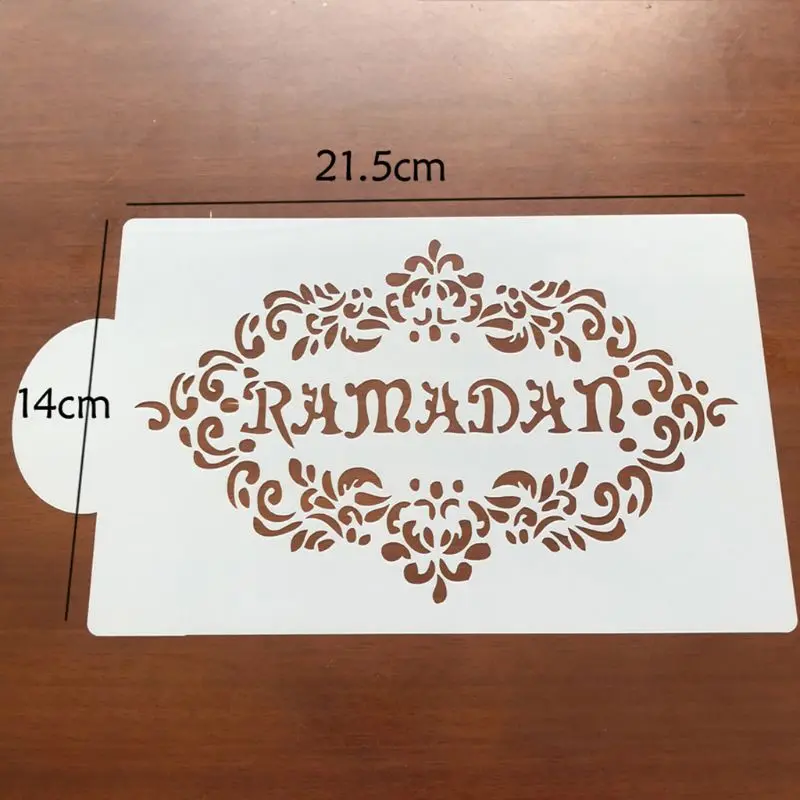 

K3NA 6Pcs/Set Eid Mubarak Ramadan Coffee Flower Spray Stencils Cake Decorating DIY Template Sugar Powder Sieve