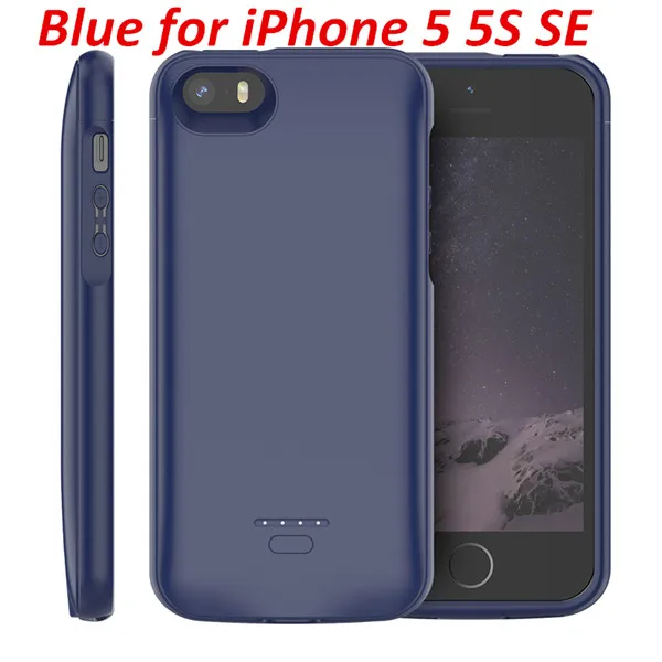 Для iPhone 11 SE 5 5S чехол для зарядного устройства 4000 мАч Внешний внешний аккумулятор чехол для зарядки для iPhone XS 7 8 plus 6 6S Чехол для аккумулятора - Цвет: Blue for SE 5 5S
