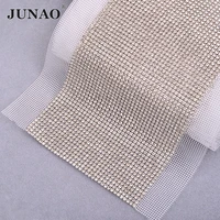 junao 36 rows5yards ss12 clear rhinestones fabric mesh glass trim ribbon crystal applique sewing trimming for decoration