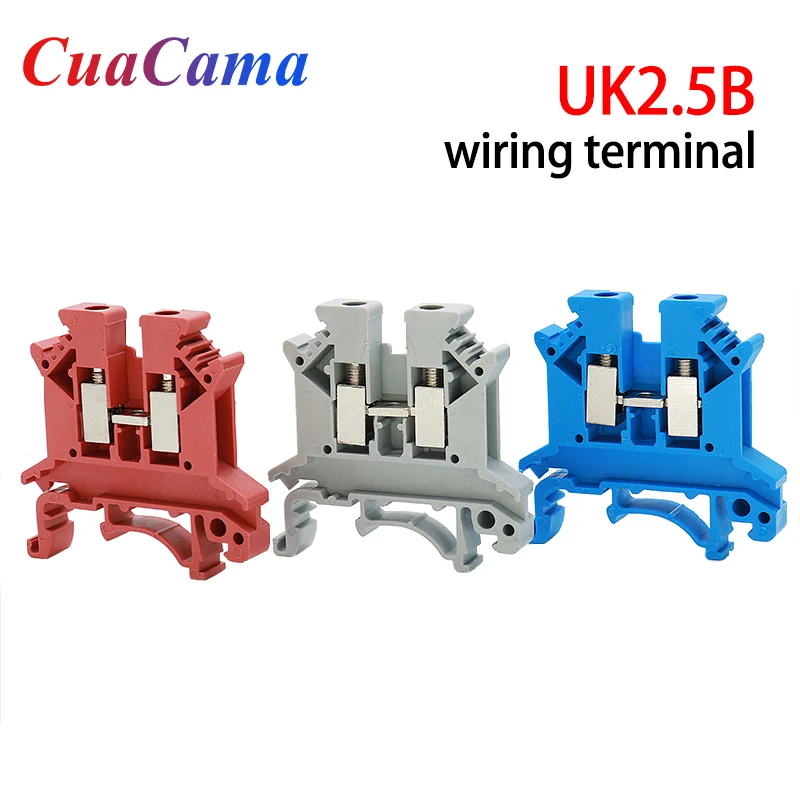 

100Pcs UK2.5 Din Rail Copper Wiring Terminal Electrical Conductor Universal Connector Screw Connection Strip Block Uk2.5b