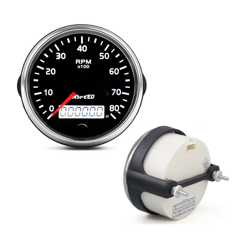 

CNSPEED Universal GPS Speedometer 12V/24V Odometer 85mm 0-8000RPM for Car Motorcycle LCD Tachometer