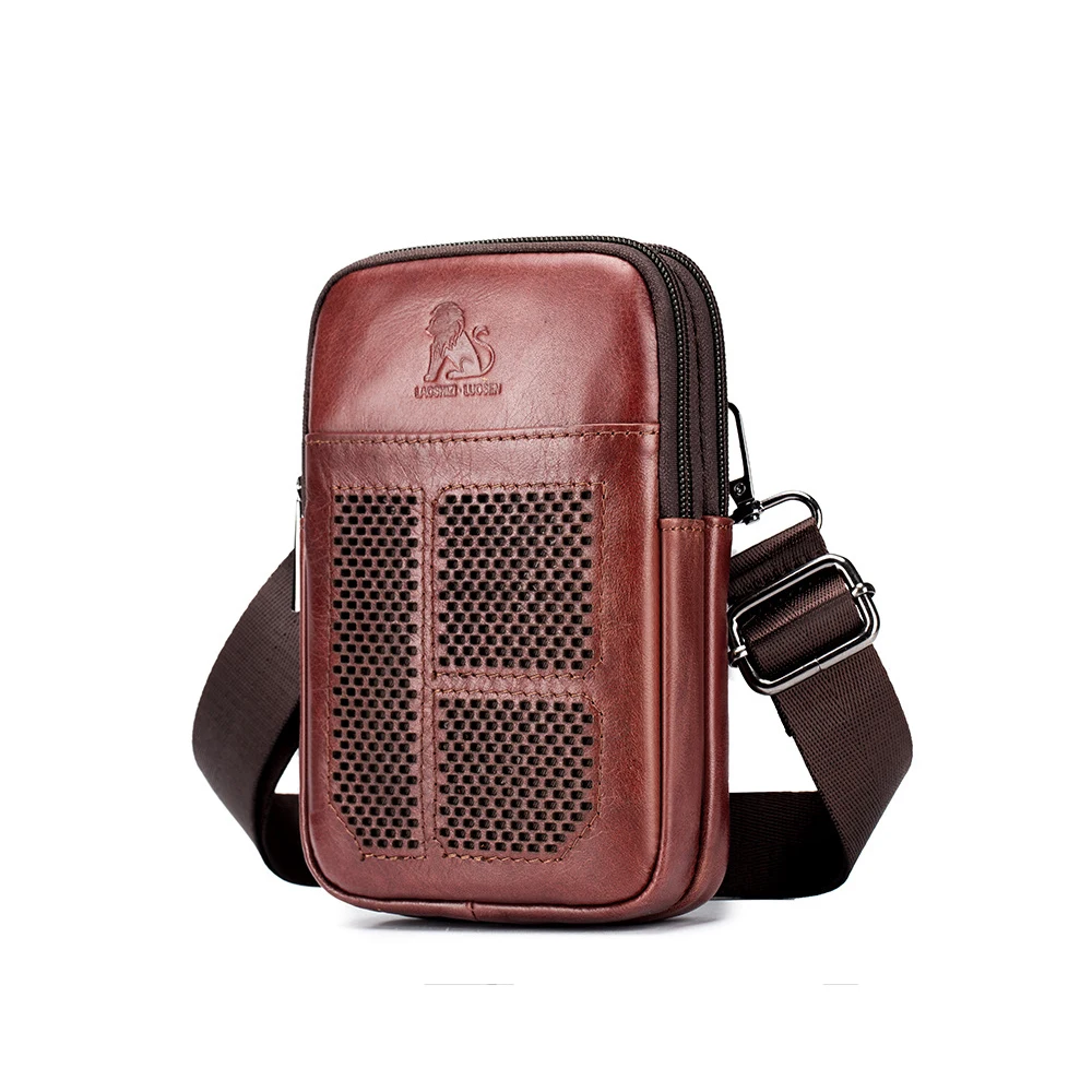 

Забавная поясная сумка для мужчин, кошелек из натуральной кожи на бедра, мини-кошелек для мелочи, сумочка на пояс, клатч на плечо для телефон...