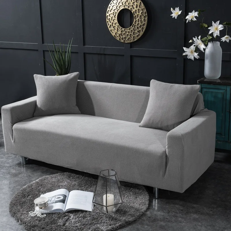 Бархатные чехлы для диванов гостиной одноцветные секционные эластичные