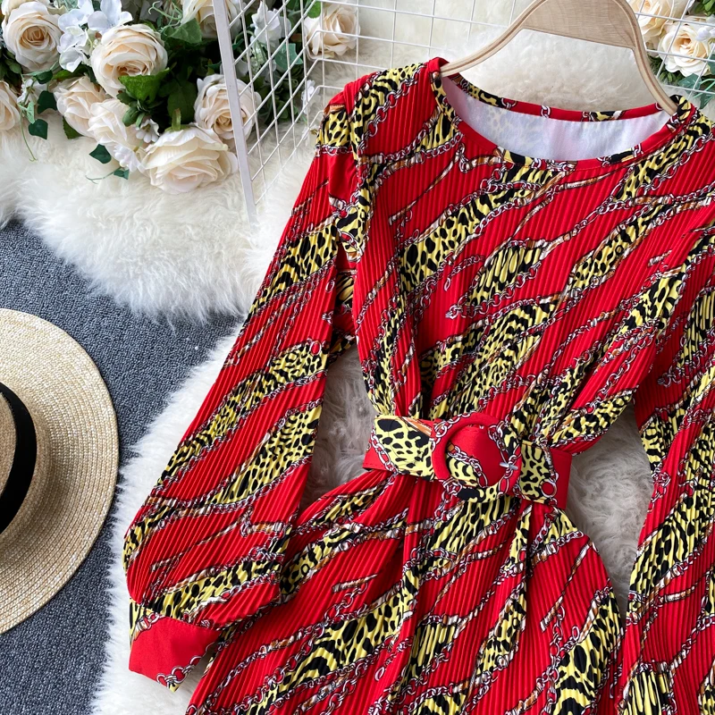 Женские дизайнерские комбинированное платье с принтом для девочек в Корейском