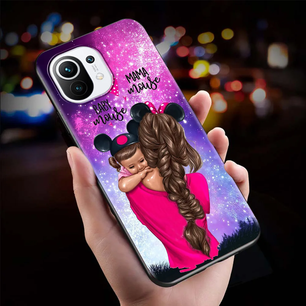 Phone Case For Xiaomi 11 11X 10T 9T 10 8 Lite Ultra Pro for mi 11i 10S 9 SE Black Bumper Fundas Capa Super Mom Baby Girl Boy | Мобильные