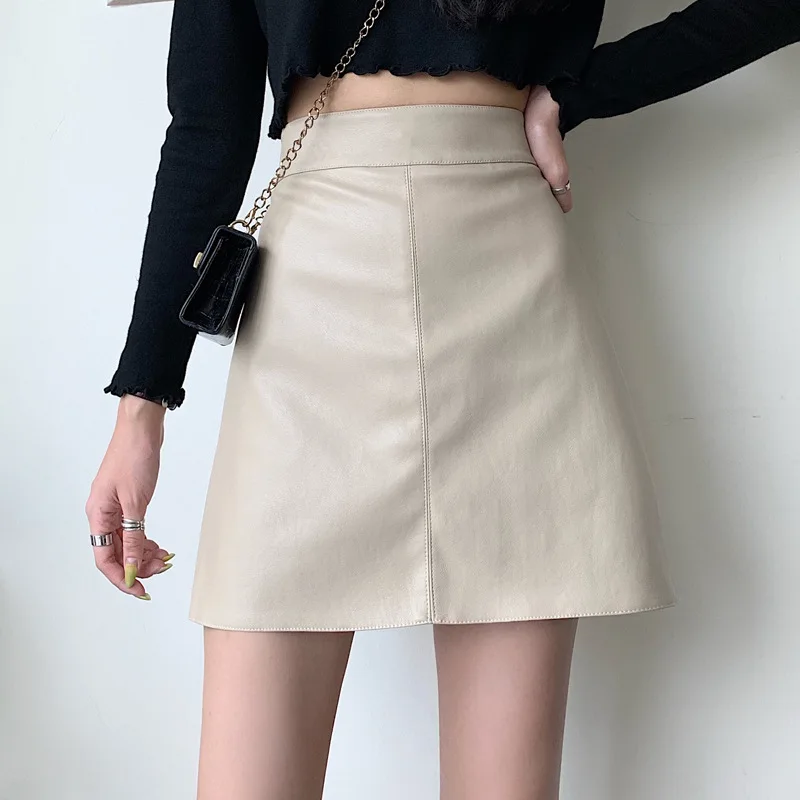 

Skirt Pu Leather Glossy High Waist Patent A-line Skirt Fashion Mini Aesthetic Latex Sexy Casual Harajuku Streetwear