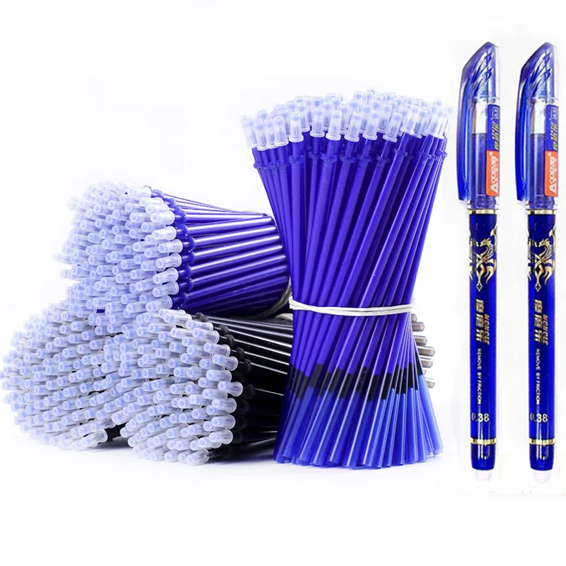 

53Pcs/lot 0.38mm Erasable Washable Pen Refill Rod for Handle Blue/Black Ink Gel Pen School Office Writing Supplies Stationery