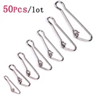 50 шт.лот 0 #-6 # застежка с крючком из нержавеющей стали 304 соединитель рыболовный цилиндр Вертлюг безопасности шарнирная защелка рыболовные Вертлюги аксессуары