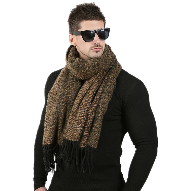 Newest 70cm*200cm Men Fashion Design Scarves Men Winter Wool Knitted Cashmere Scarf Couple's High Quality Thick Warm Long Scarf