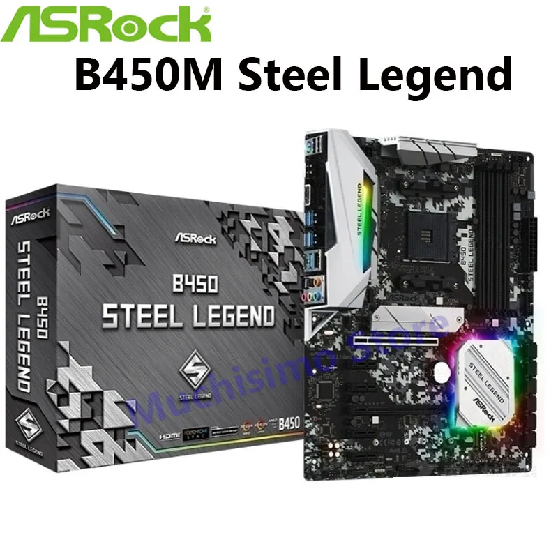 ASROCK B450M Steel Legend Socket AM4 материнская плата Ryzen 1th/2th Athlon DDR4 64 Гб PCI E 3 0 M.2 Micro ATX