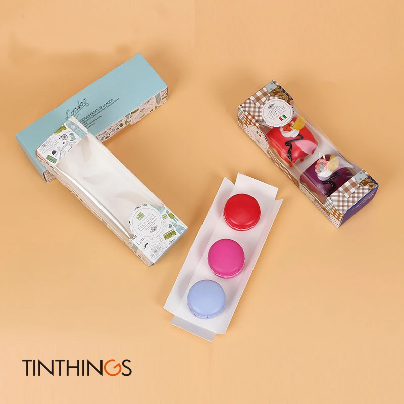 10/20 шт коробка для пирожных Макарон с окном рулон выпечки торт крафт бумага