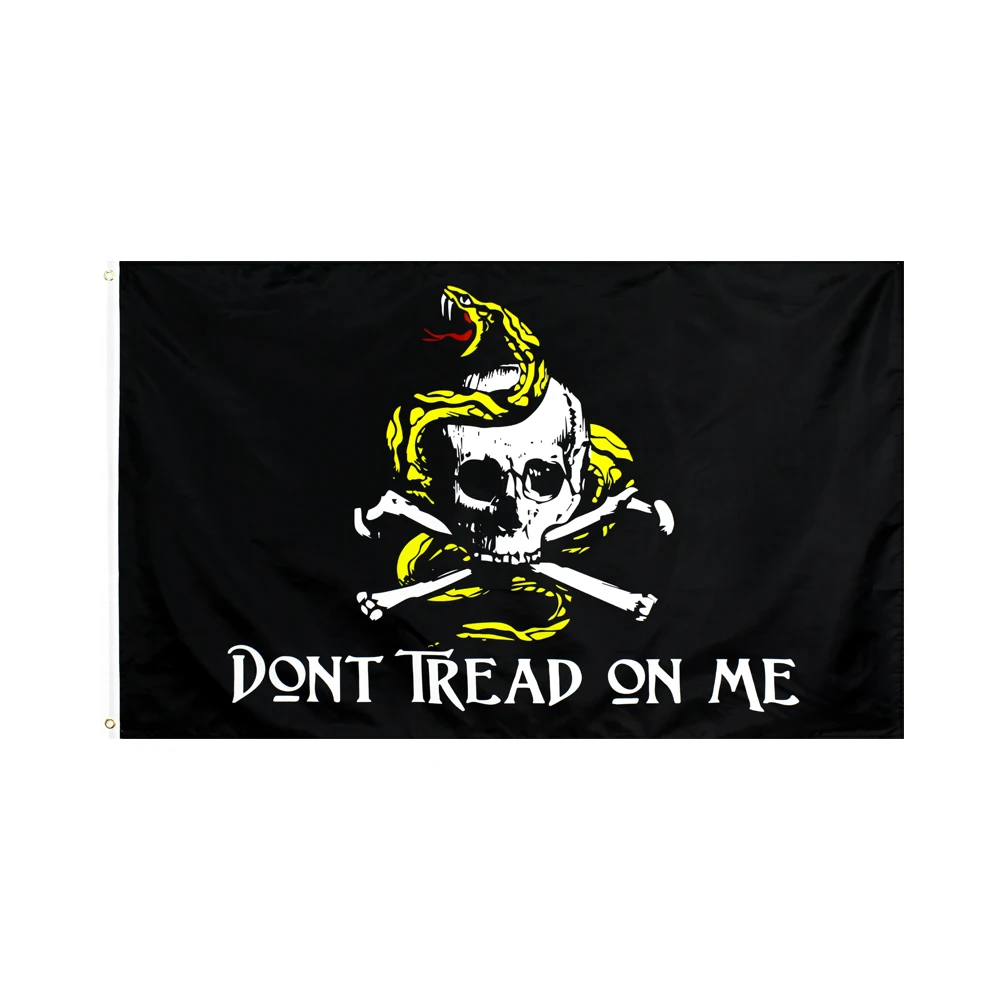 

60x90cm/90x150cm Skull Gadsden Snake Flag 2x3ft/3x5ft Dont Tread On Me Banner