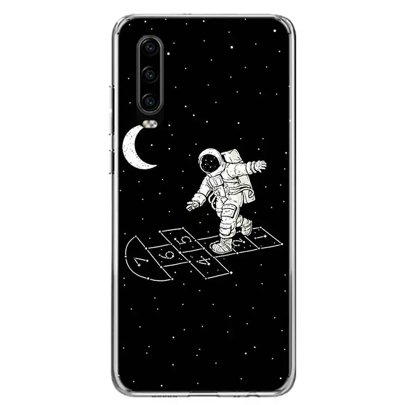 space moon cute cats phone case for huawei p30 p20 p40 p50 mate 40 30 20 10 pro p10 lite customized gift coque cover capa free global shipping