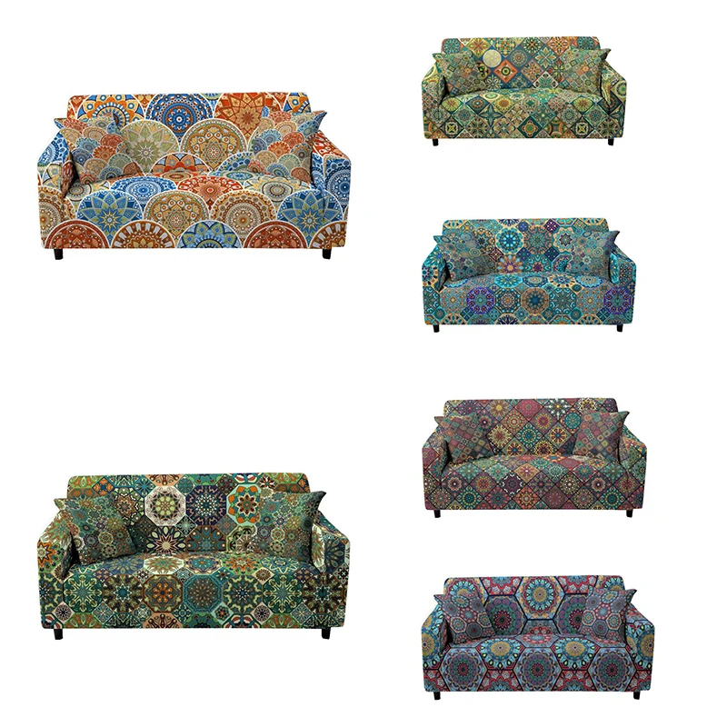 Эластичный чехол для дивана с 3D рисунком мандалы растягивающийся Чехол