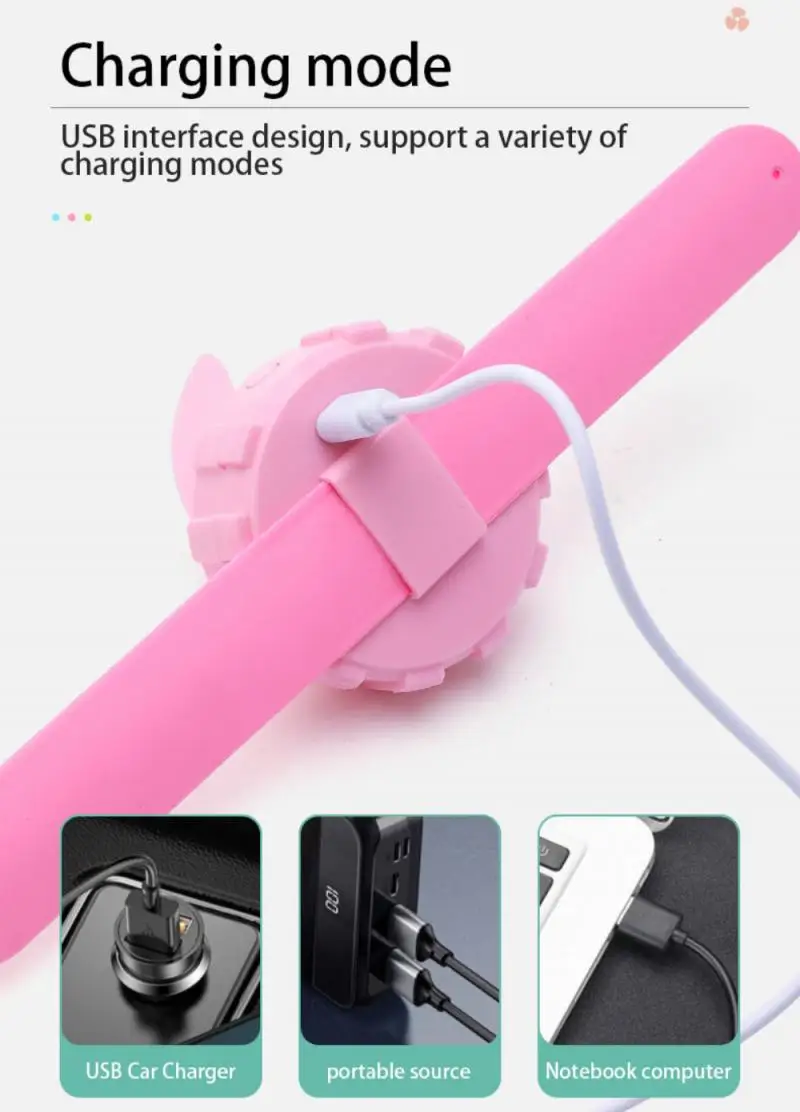 Наручные мини-часы с вентилятором и USB-зарядкой летние портативные беззвучные