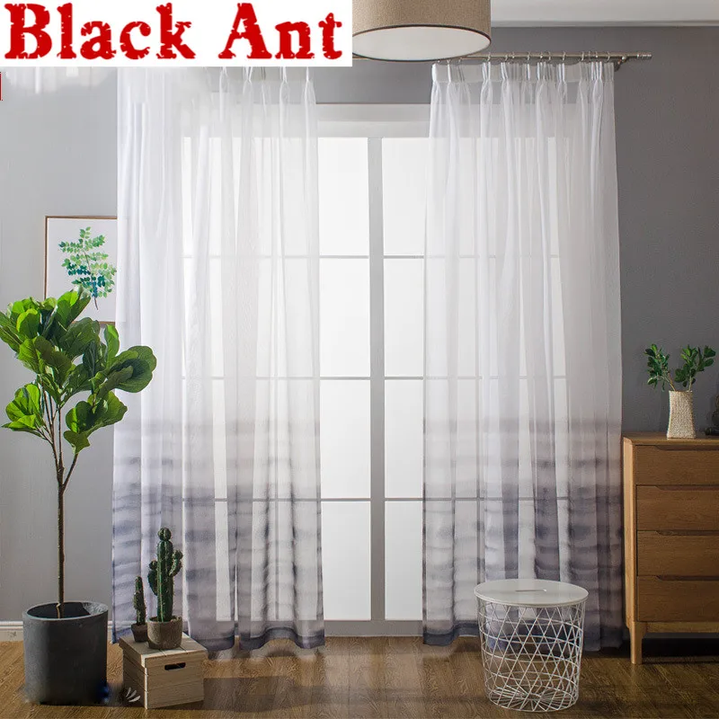 Занавески однотонные градиентные для гостиной серого цвета оконные шторы