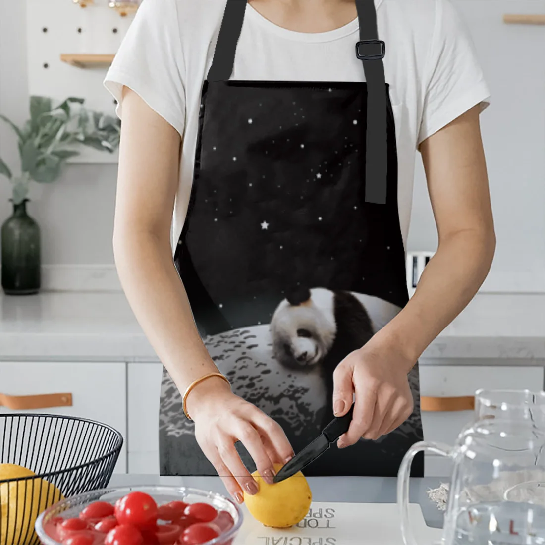 Кухонный Фартук для приготовления пищи манжета луна ночное небо панда домашние