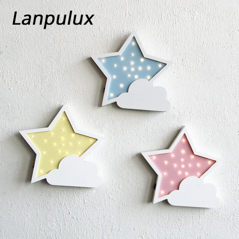 Lanpulux 3D деревянная звезда луна лампа милый мультфильм светильники дети ребенок украшение для детской спальни ночные светильники настенные настольные изделия