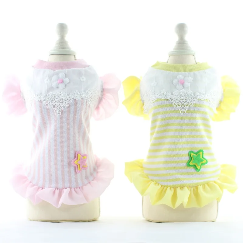 Платье жилет для собак в полоску летняя одежда из 100% хлопка кошек чихуахуа