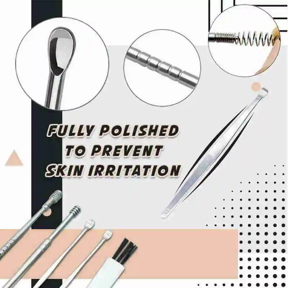 

6pcs/set Ear Cleaner Set Earpick Ear Wax Remover Ear Spoon Curette Ear Cleaning Earpick Easy Earwax Removal Ear Cleaner