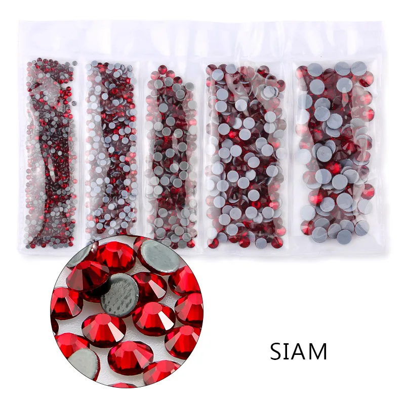 siam AAA SS6-SS30 смешанный размер 1200 шт./лот исправление хрусталя и искусственного алмаза стекло высокого качества кристаллы и камни для одежды DIY Стразы - Цвет: siam