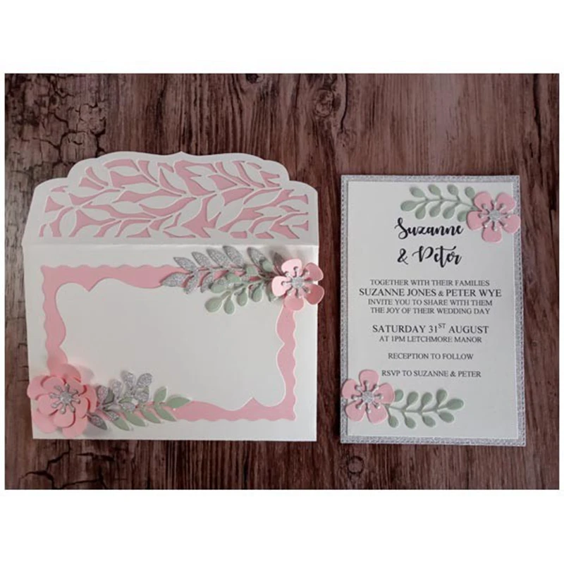 Открывающийся конверт с узором листьев + металлические высекальные штампы для