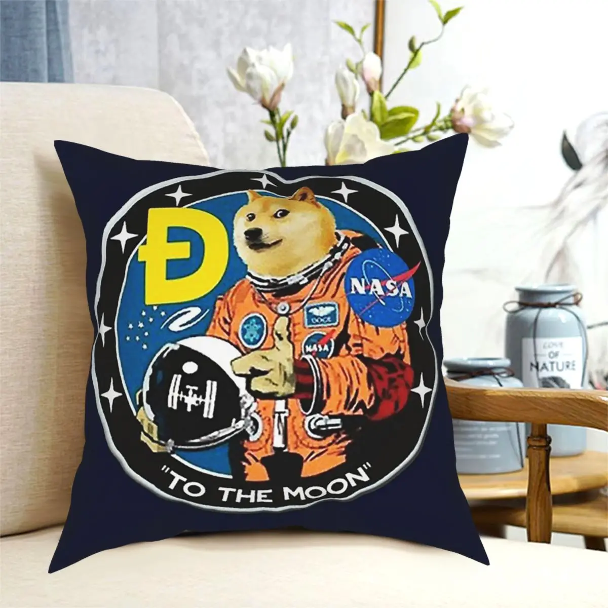 

Забавная квадратная подушка Dogecoin To The Moon, чехол, подушки для дивана, удивительная наволочка, домашний декор
