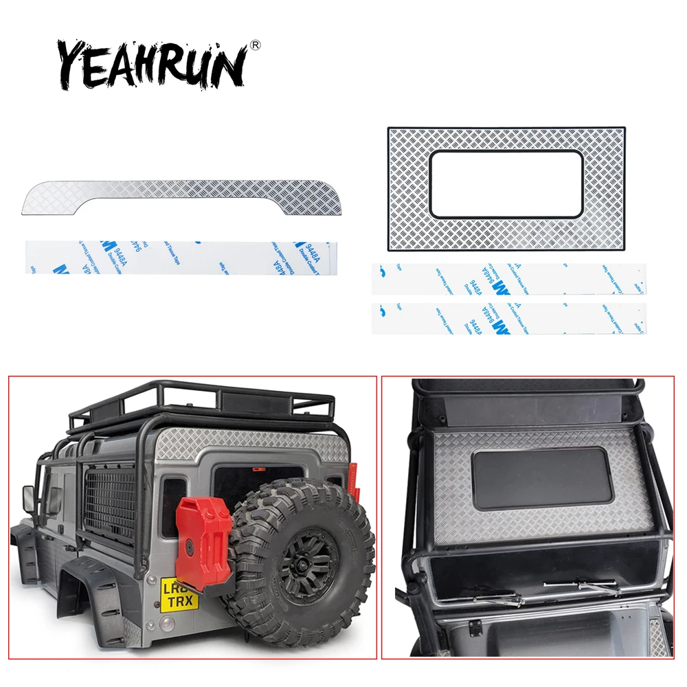 

Металлическая задняя дверь YEAHRUN/верхняя подсветка, противоскользящая пластина, оболочка, декоративная крыша для Traxxas TRX4 TRX-4 1/10, детали для ра...