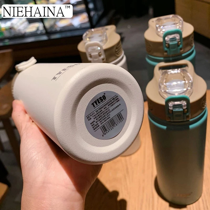 530/750Ml термос кружка с трубочкой Нержавеющая сталь крышкой Термальность изоляции