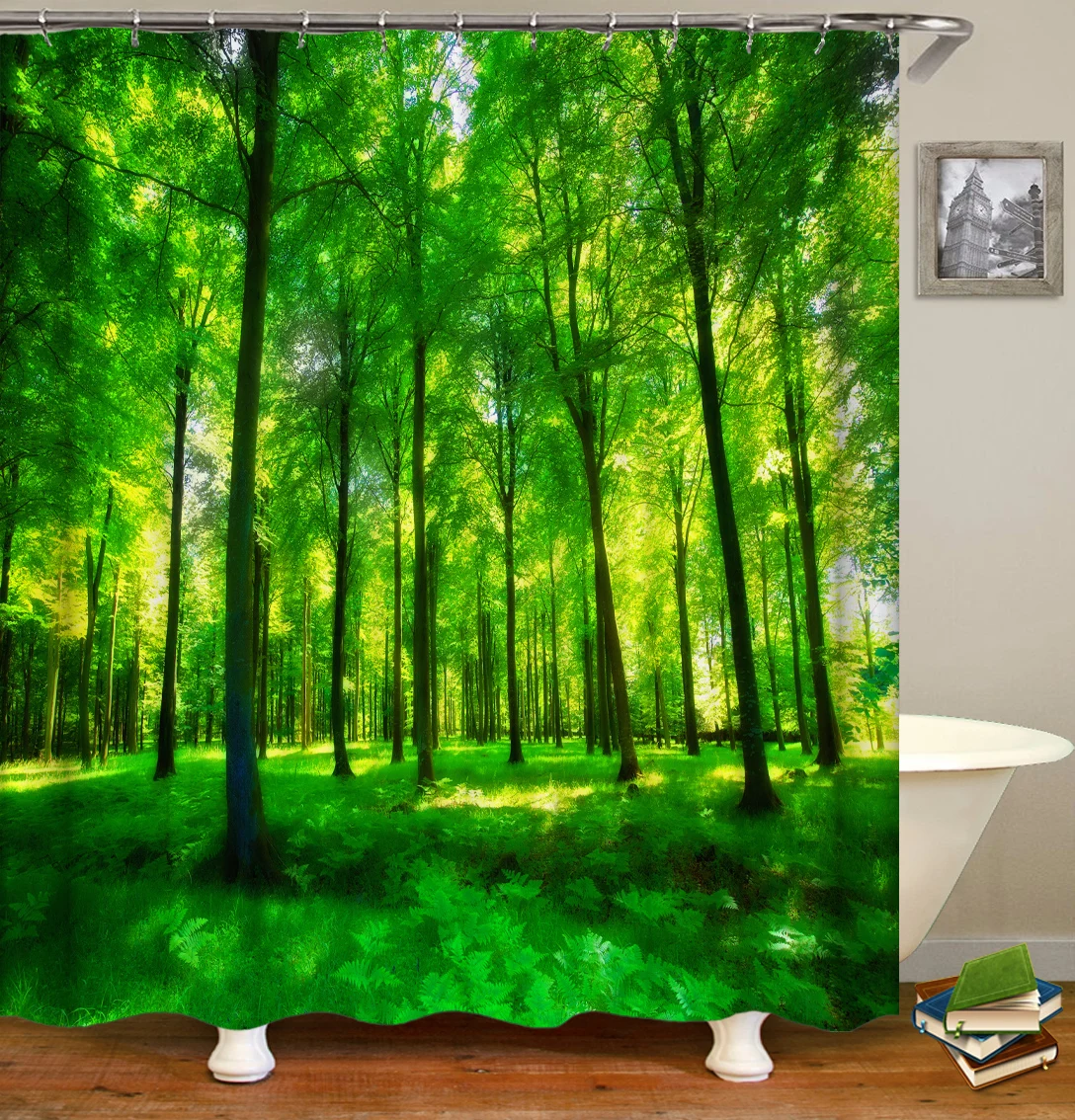 3D green bamboo forest printing bathroom shower curtain polyester waterproof and mildew proof home decoration | Дом и сад