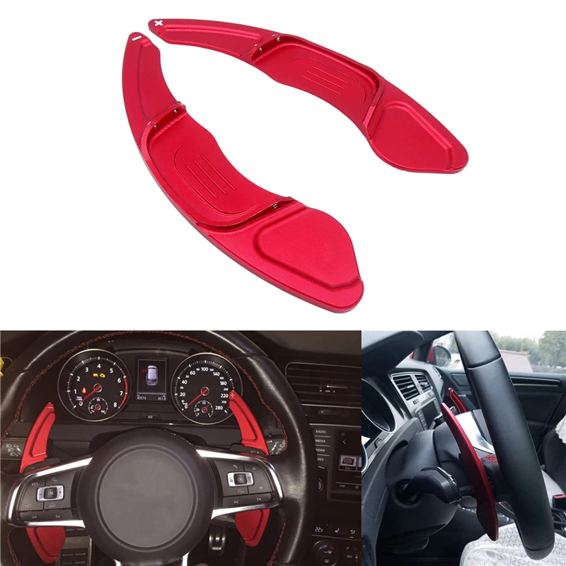 

For Volkswagen VW GOLF 7 2015- GTI R MK7 Scirocco Car Styling 1 Pair Red/Silver Car Aluminum Steering Wheel Shift Paddle Shift