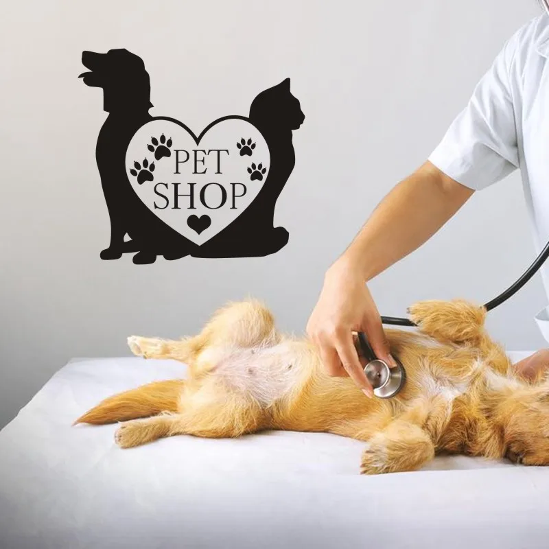Стрижка собак Салон Наклейка Зоомагазин Стикер Стены Плакаты Виниловые