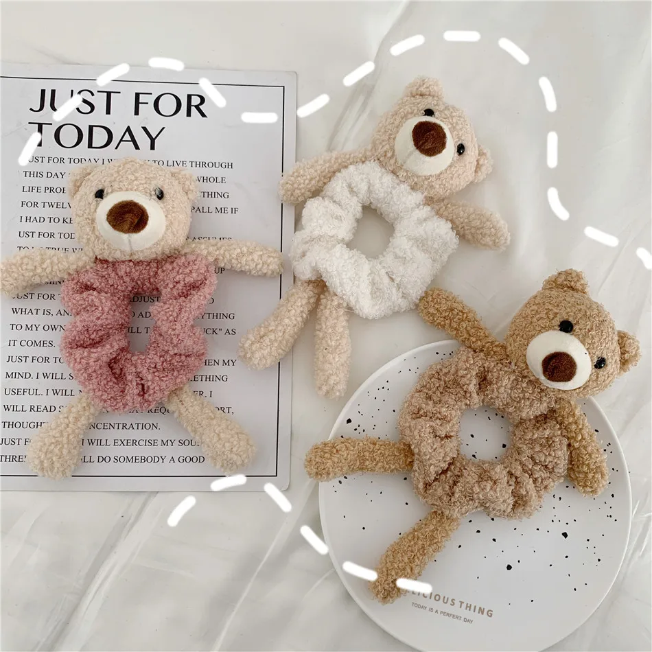 

Cute Bear Head Rope Hair Clips For Girls Hairpin Big Hair Elastic Bow Hair Accessories Vintage Jewelry Headdress Bandana Crab