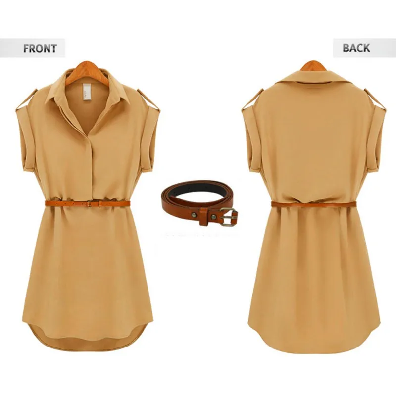 

Hot Sale Chiffon Women's Short Sleeve Stretch Casual Mini Dresses Retro Style Vestidos Turn-down Women Elegant Dress